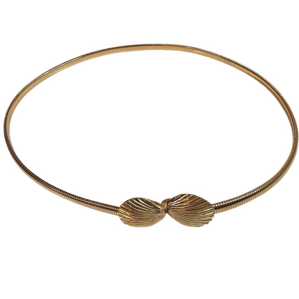 Vintage Accessocraft Seashell Clasp Stretch Expandable Glam Goldtone Belt